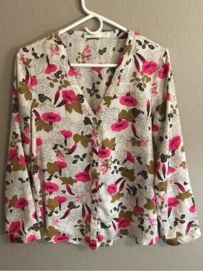 Zara Floral V-Neck Blouse